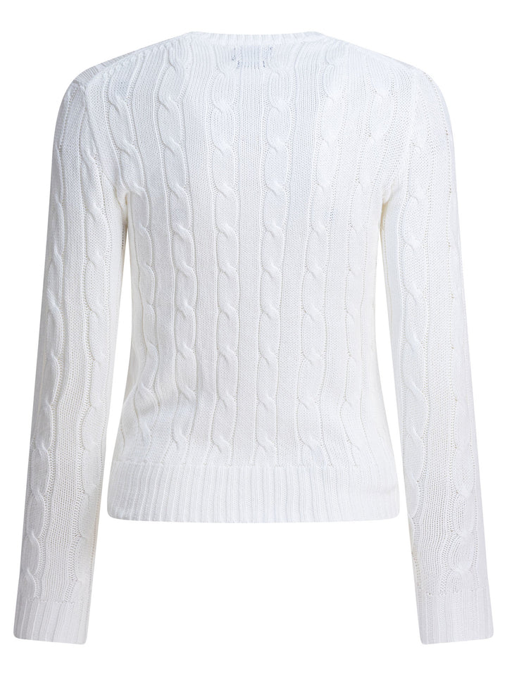 Polo Ralph Lauren Crew-Neck Cable-Knit Sweater With Logo Knitwear - White | 06d241589de8bd5ed8ecf063b7ef99fed90d87b4