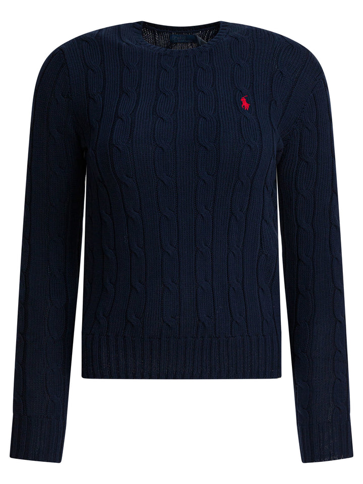 Polo Ralph Lauren Crew-Neck Cable-Knit Sweater With Logo Knitwear - Blue | 3be2c60543336082c5972d05c1d397efaf9e50be