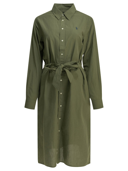 Chemisier Midi Dress With Logo Dresses Green