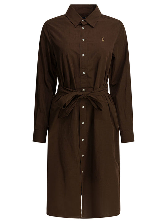 Cotton And Linen Midi Dress Dresses Brown