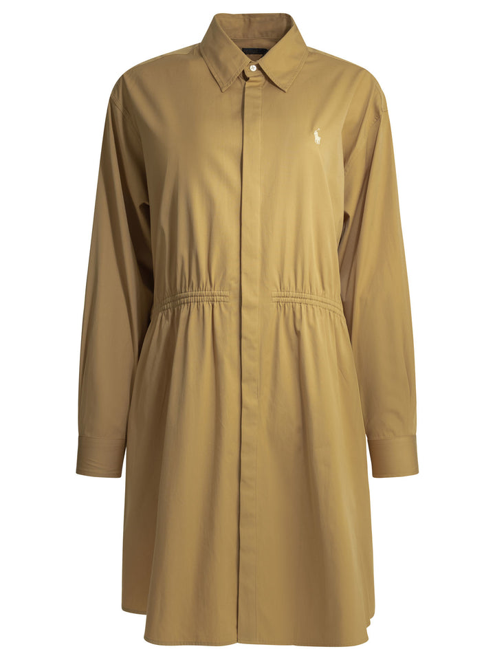 Polo Ralph Lauren Cotton Midi Dress With Logo Dresses - Beige | c8e54989ebcd8bb60a0ddbaeb8badf3bcaa91aae