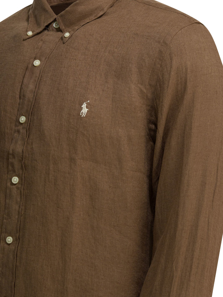 Polo Ralph Lauren Custom-Fit Casual Shirt With Logo Shirts - Brown | 4abba1ac872570efc8485ed9a8fb42467d02d64a
