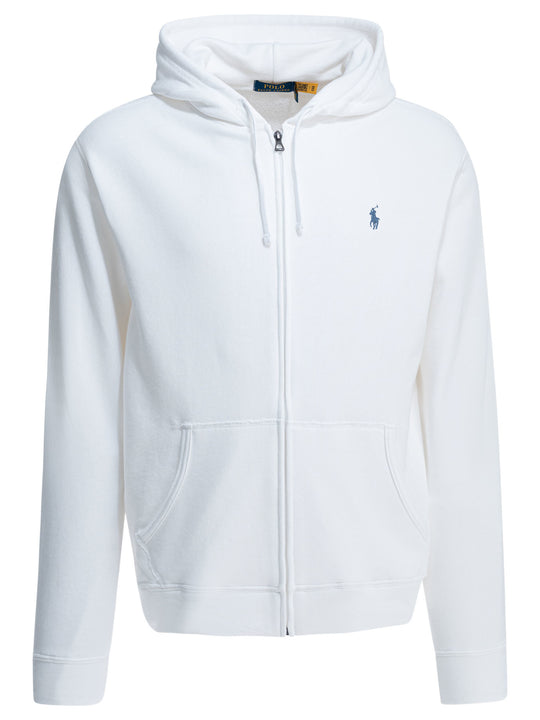 Full Zip Sweatshirt With Logo Sweatshirts White