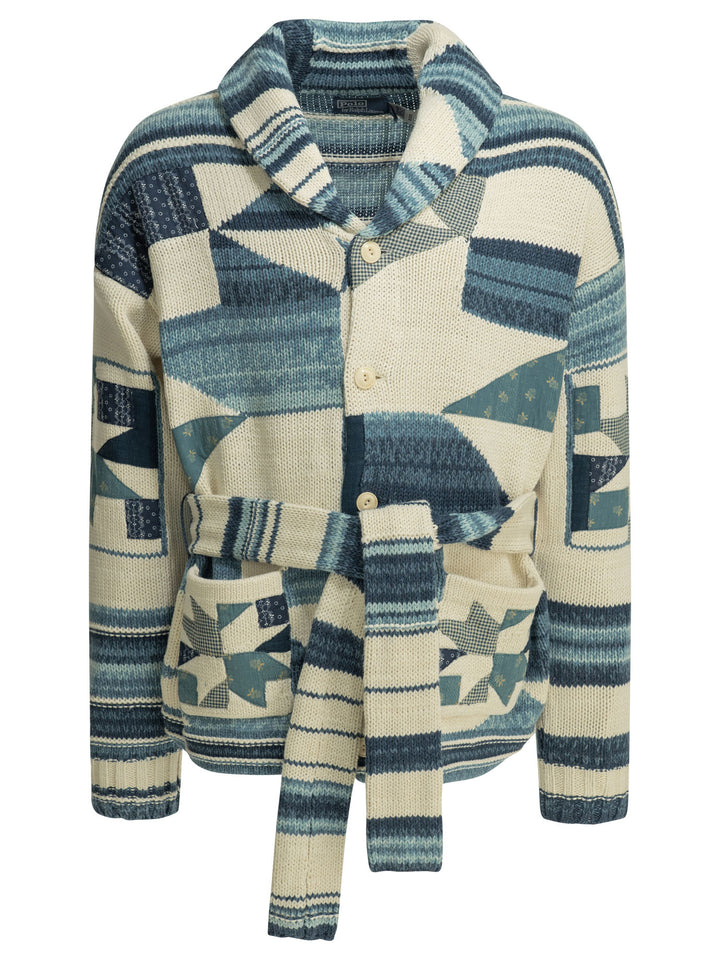 Polo Ralph Lauren Woven Knit Cardigan Knitwear - Blue | 80492cce9376bb9f4f90430cb4ccaaec87f19978