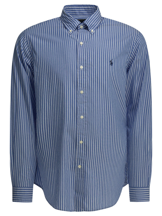 Cotton Shirt With Logo Shirts Blue