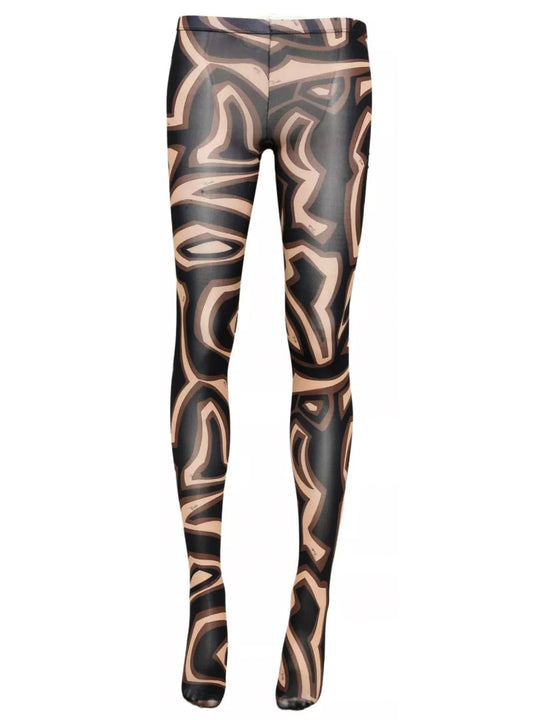 Printed Jersey Tights Socks Brown
