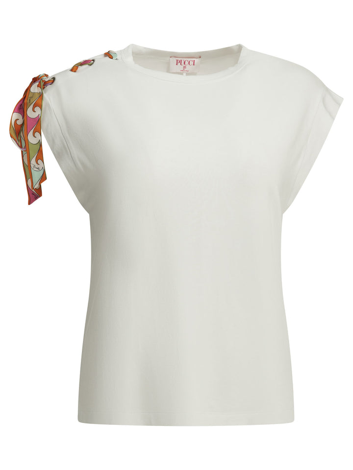 Pucci Crew-Neck T-Shirt With Printed Detail T-shirts - White | 79167f12abcac7383d64512f37bf063c9e1a5f53