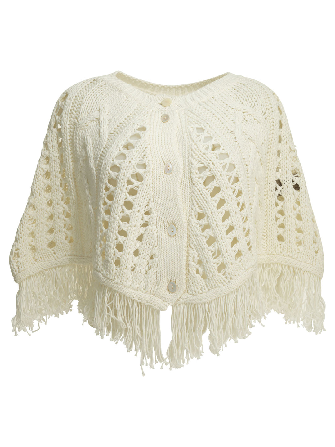 Rakkì Perforated Cotton Cape Jackets and Coats - White | 5d8dbe2fe2f6c39c2d6cd66832c892efe2bdd735