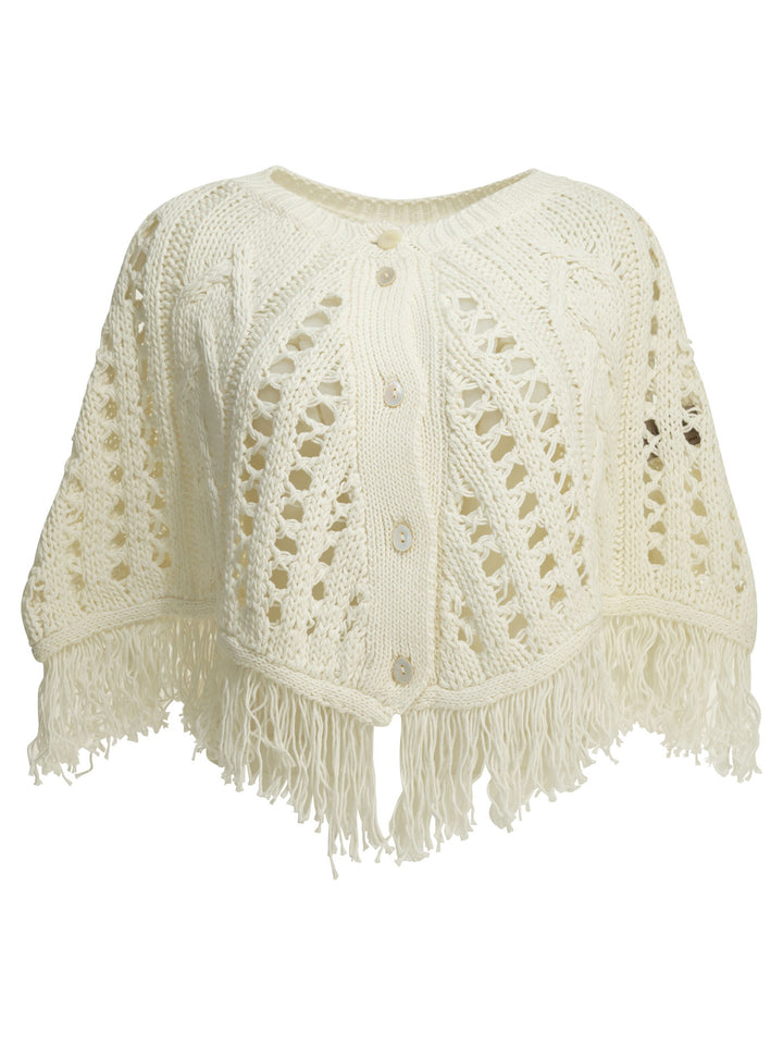 Rakkì Perforated Cotton Cape Jackets and Coats - White | 5d8dbe2fe2f6c39c2d6cd66832c892efe2bdd735