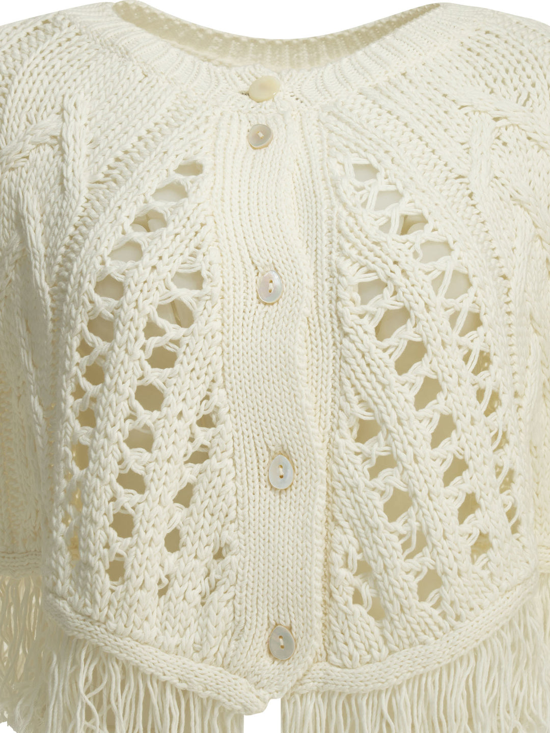 Rakkì Perforated Cotton Cape Jackets and Coats - White | 5f4659eebf38655a40ff506e8bc3d681ec7642cd