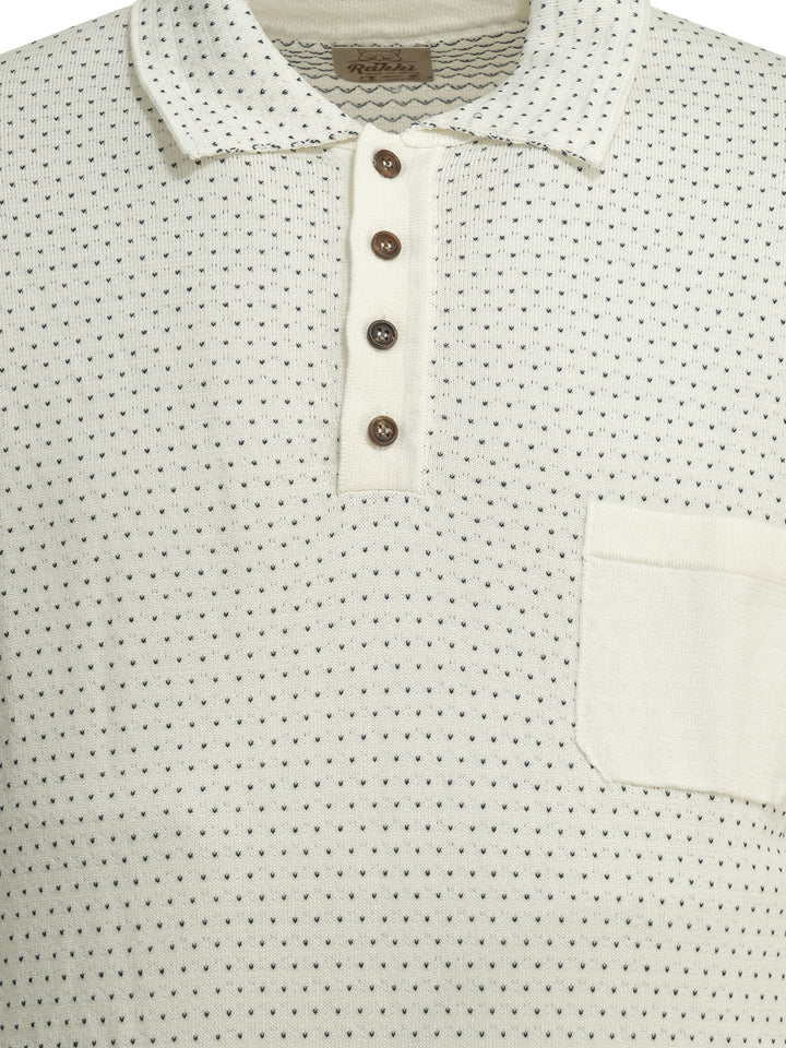 Rakkì Textured Knit Polo Shirt Buttons Polo shirts - White | 9c2a6304e3ec03fbf3dd16c82c0d304376cc3f4f