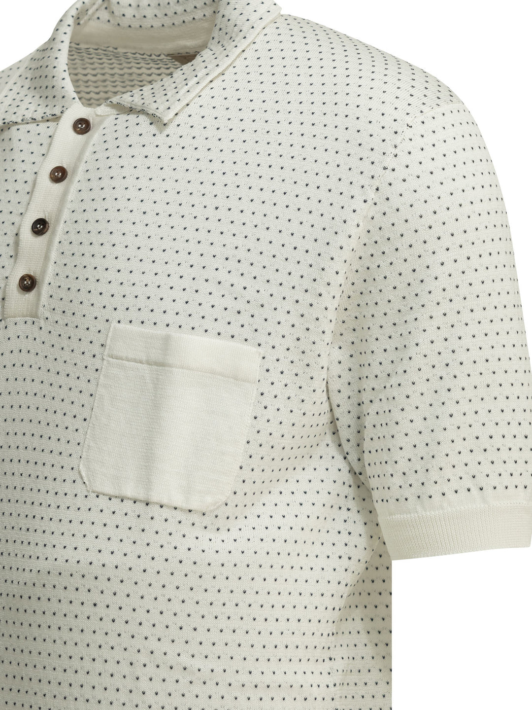 Rakkì Textured Knit Polo Shirt Buttons Polo shirts - White | 98ba751d0874fc6d185ef0fbdf66a40adab7433c