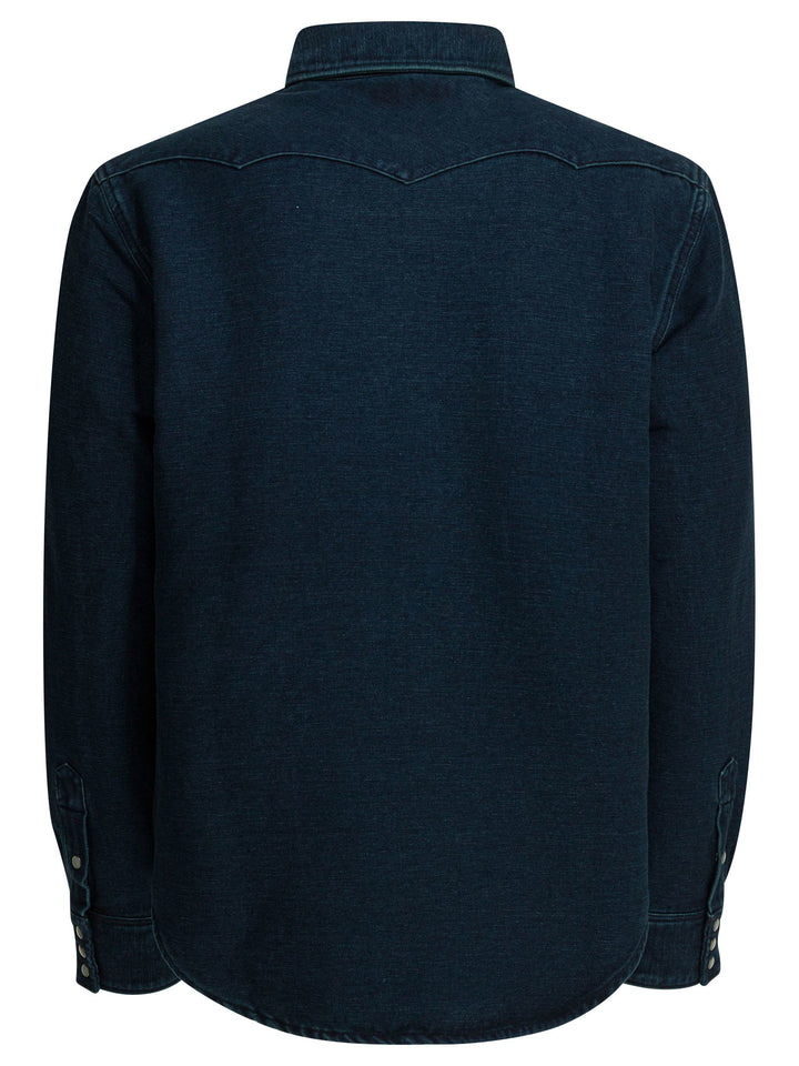 Rrl By Ralph Lauren Indigo Suede Western Shirt Shirts - Blue | 5cf113027f4ba19de9e1ea94ba59b06e4d3b56b9