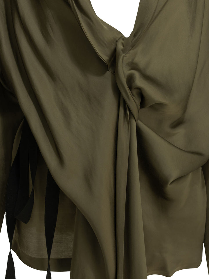 Sa Su Phi Viscose Draped Shirt Shirts - Green | b46db518d8725678599ac5d9ee4bea360c3298e9