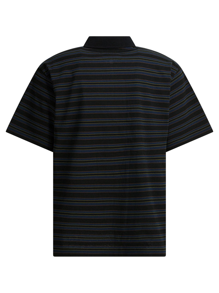 Sacai Striped Buttonless Polo Shirt Polo shirts - Black | 7449a6b01cba95e86f6c2ef149a8ccc0bab85e4a