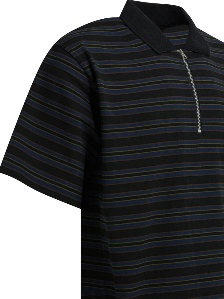 Sacai Striped Buttonless Polo Shirt Polo shirts - Black | e41b86efbfa4991a14de3d0cc0a1645589e59a38