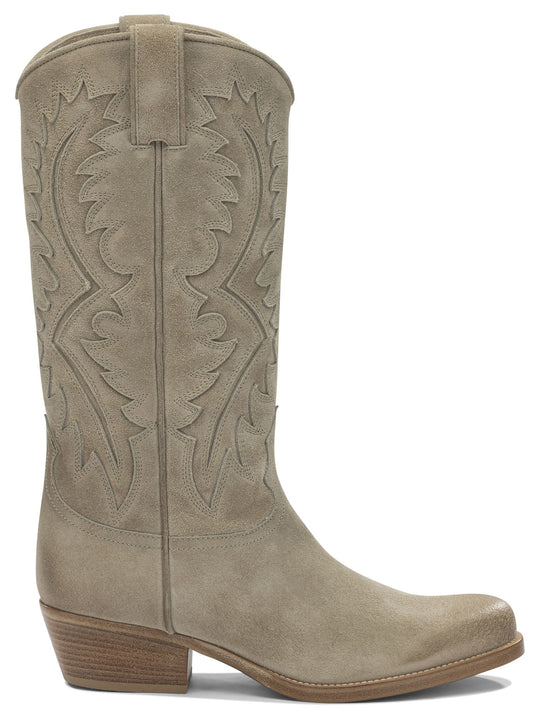 Leather Cowboy Boots Boots And Ankle Boots Beige