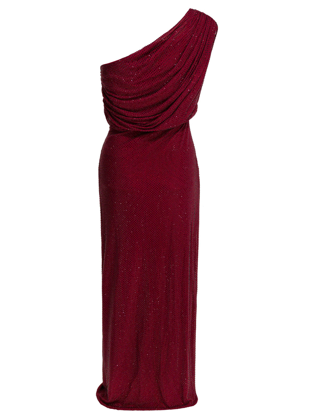 Self-Portrait Draped Midi Dress With Rhinestones Dresses - Red | 4f7f07c86034989f7ef8e56594125e5311f97bab