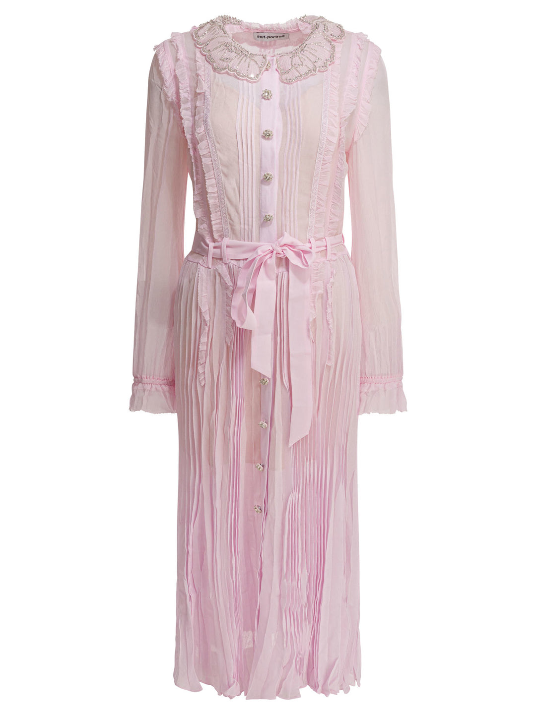 Self-Portrait Pleated Georgette Midi Dress Dresses - Pink | 27a4f5f29342f170197d7d99d07f78bfa70a145f