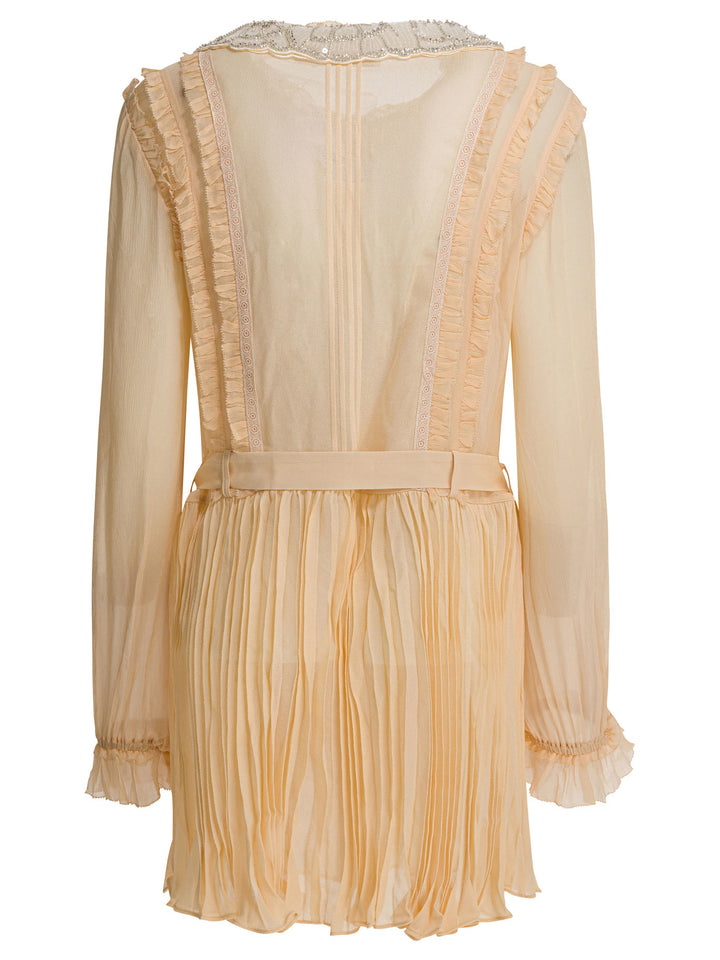 Self-Portrait Pleated Georgette Dress Dresses - Beige | 1b4c9cfb2891624b59bbc499ab7ceb1bd9d984b7