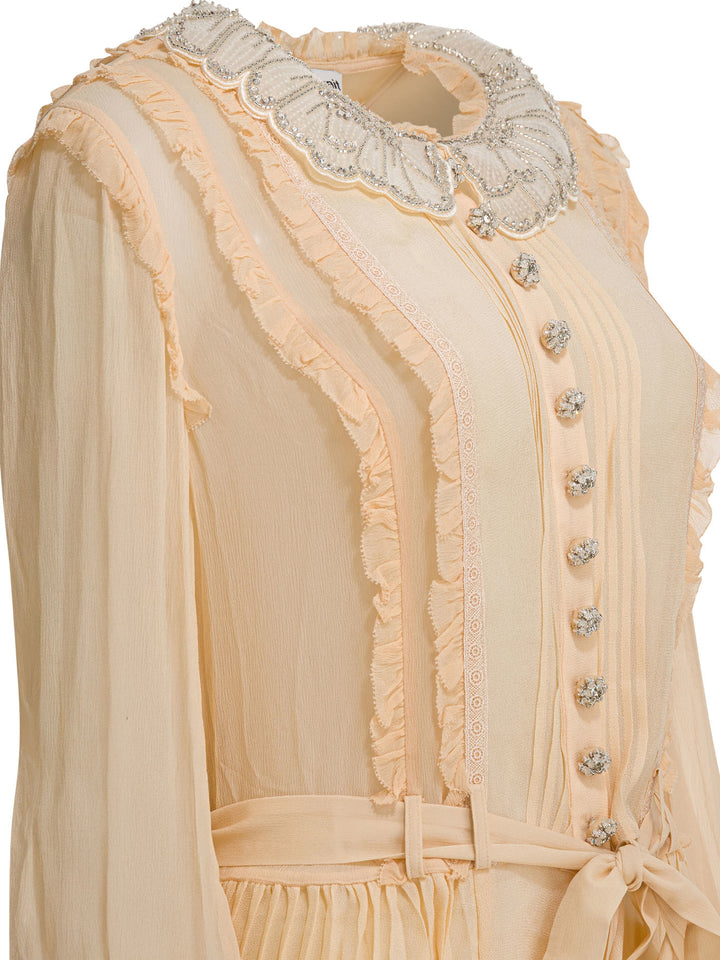 Self-Portrait Pleated Georgette Dress Dresses - Beige | 20cf1d164ad0d2f8082a4a15e44b81be678bbbe9
