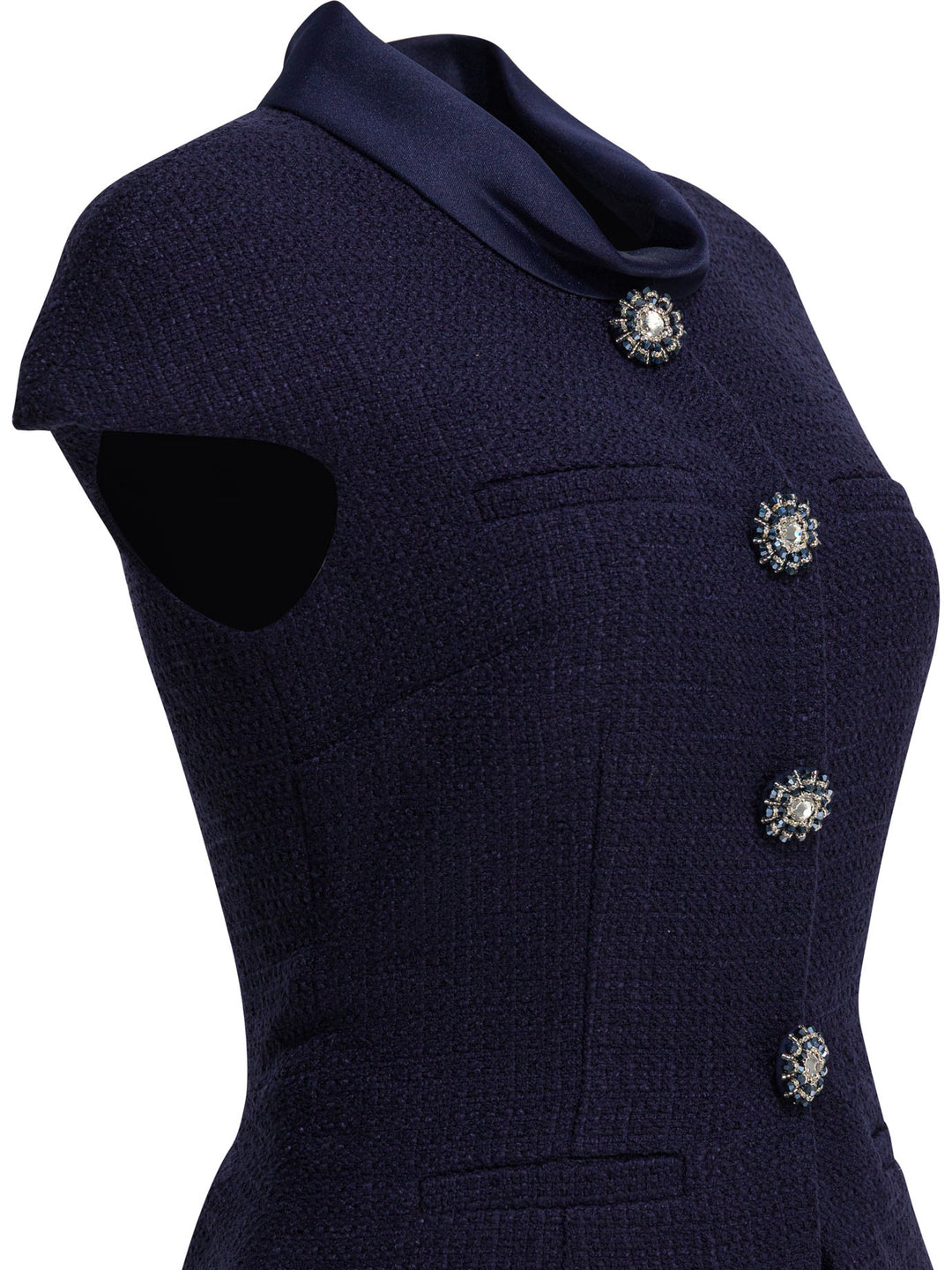 Self-Portrait Taffeta Boucle Midi Dress Dresses - Blue | 212c36e168882d1528856d8a75caaa4c5541d9ff