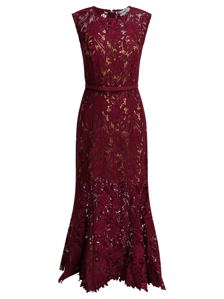 Self-Portrait Lace Sheath Midi Dress Dresses - Red | 3d7eb062325b9544157d6e566ee85f5ea1f7c6e5