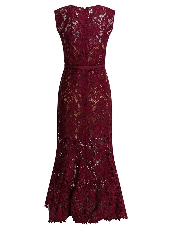 Self-Portrait Lace Sheath Midi Dress Dresses - Red | 86ed6e4299c16af33457abdb51c42ffcf67e5293