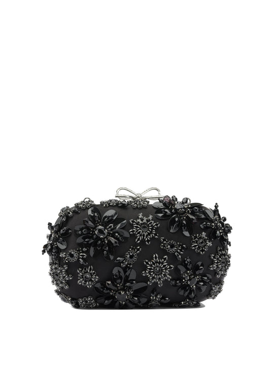 Satin Clutch Bag With Crystals Clutches Black