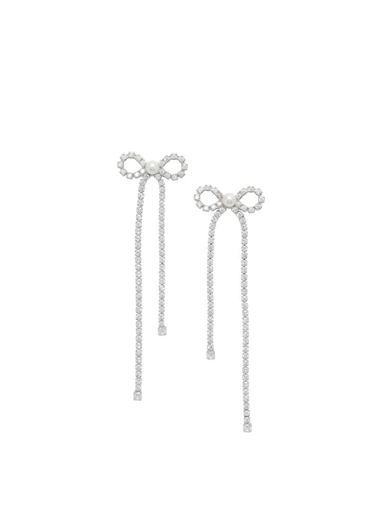 Bow Earrings With Crystals Jewels Silver