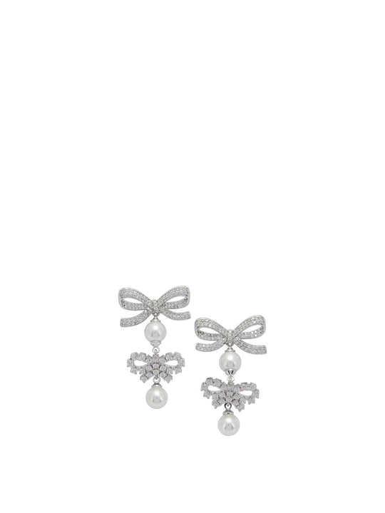 Earrings With Bows And Pearls Jewels Silver