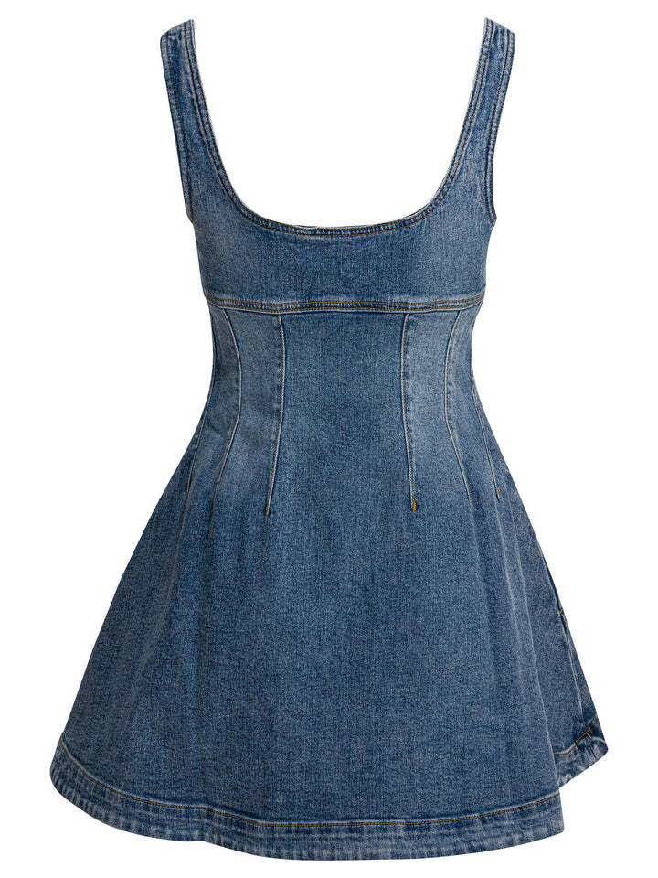 Self-Portrait Denim Flared Dress Dresses - Blue | 238572a0b8778434f2f2b5c883d876891ec6577b