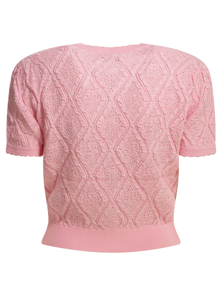 Self-Portrait Woven Knit Cardigan Knitwear - Pink | 8260f41d4d07b4c47090528ae7e131eb0de9688f
