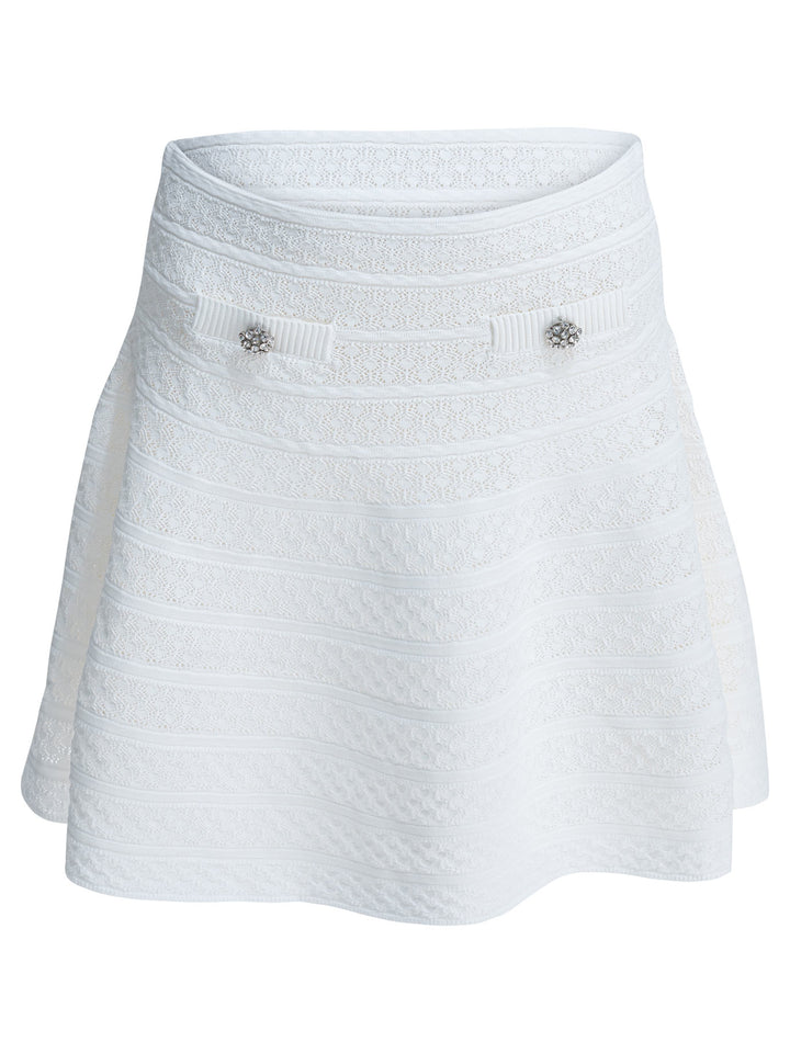 Self-Portrait Textured Knit Miniskirt Skirts - White | be5da8ffd5ebefa52f824fbbcc556d2f644d5cbf