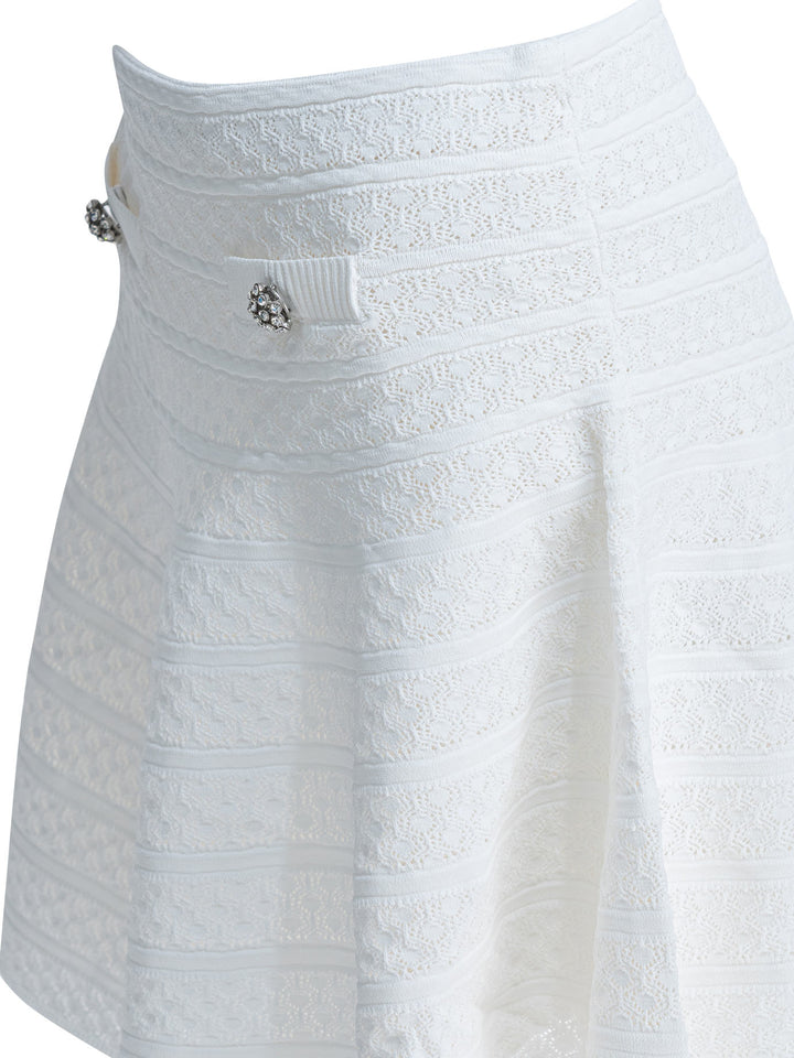 Self-Portrait Textured Knit Miniskirt Skirts - White | fad59751f91fbdc3d43a30606d381cf3d82bbc9a