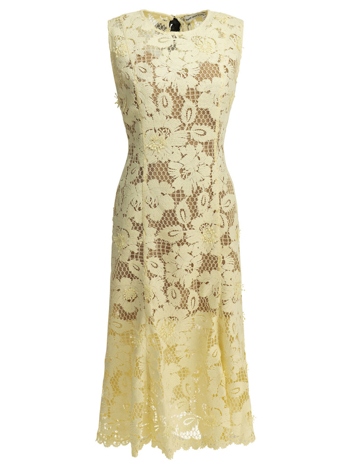 Self-Portrait Flared Midi Dress Dresses - Yellow | 5cb19ed158d58900afecc0b699b44a880cd2c82b