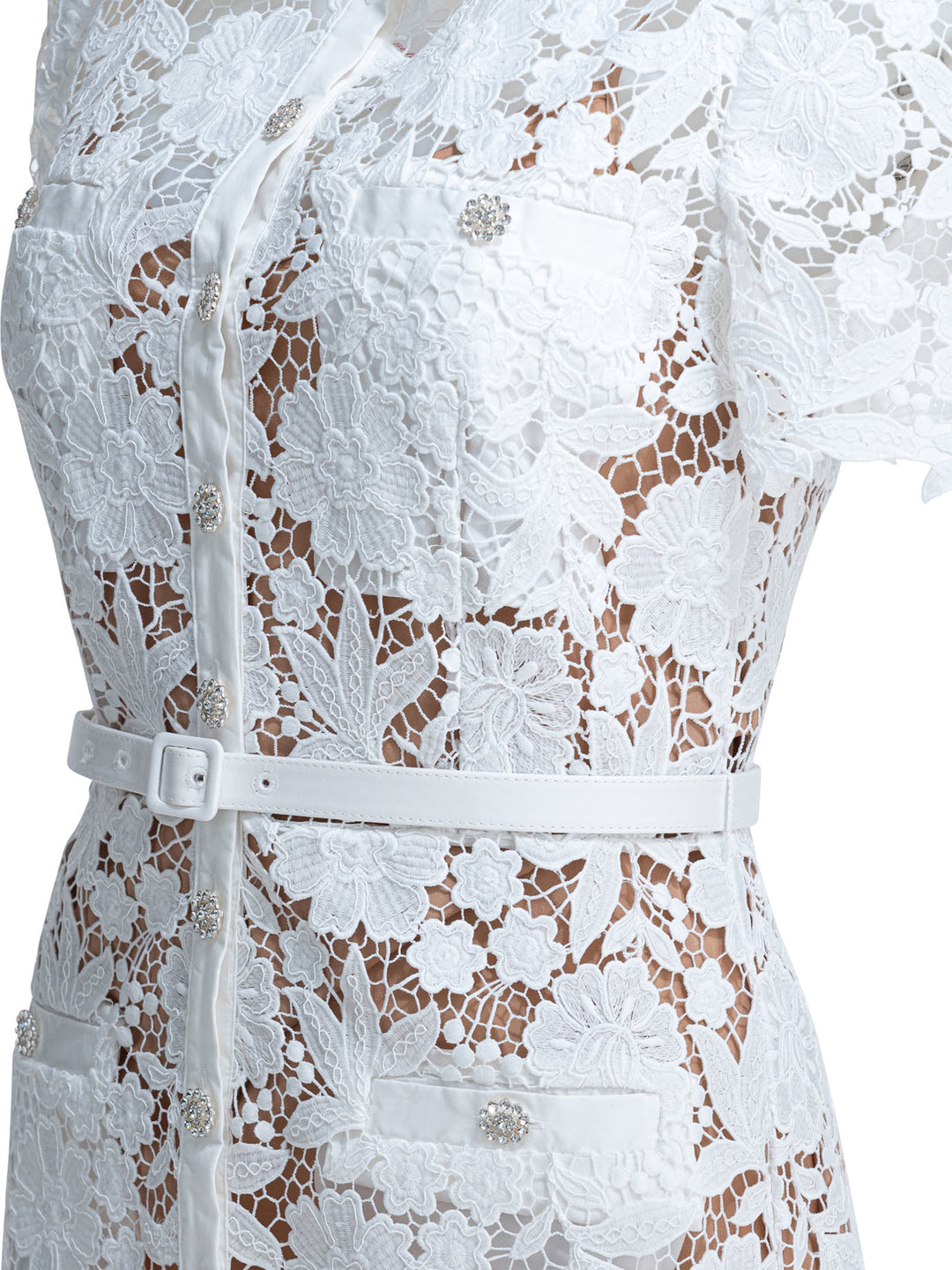 Self-Portrait Embroidered Midi Dress Dresses - White | 079282af55e776df4fc40c0d068510b51574dda8