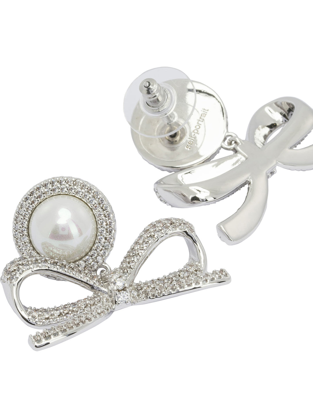 Self-Portrait Dangling Earrings With Pearls Jewels - Silver | fd042fc57b27b1124a9256fb9392b69e8d81efad