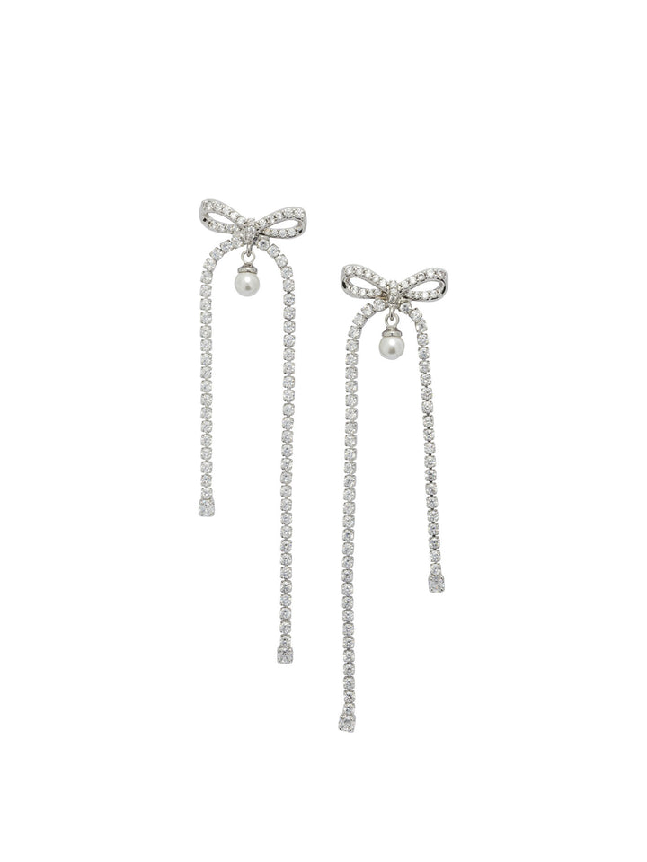 Self-Portrait Dangling Earrings With Crystals And Pearls Jewels - Silver | 4172c731ec9d83b3ed62432bdf17630e895c991a