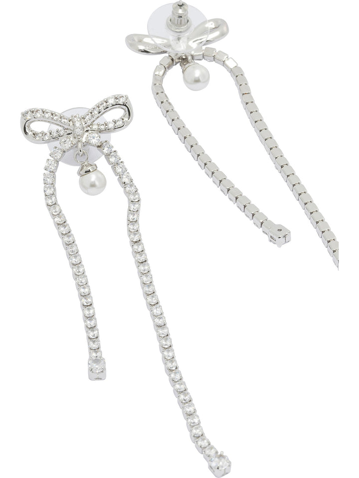 Self-Portrait Dangling Earrings With Crystals And Pearls Jewels - Silver | e83fba56b09270c1a897327f3cfbc62e933454e4