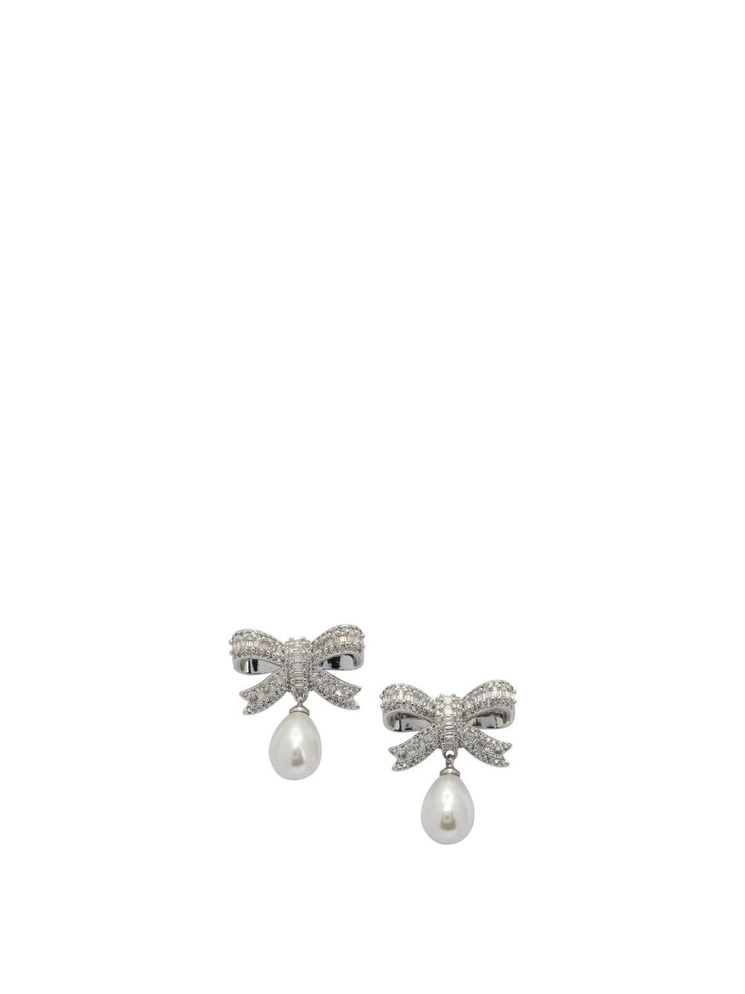 Self-Portrait Drop Earrings With Pearls And Crystals Jewels - Silver | 8dcf28530434e05ad8f346635e523dca0d9d3612