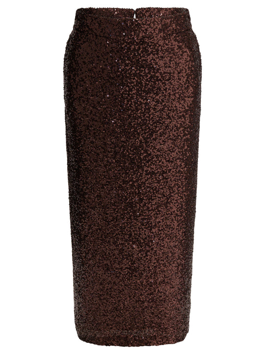 Sequined Midi Skirt Skirts Brown