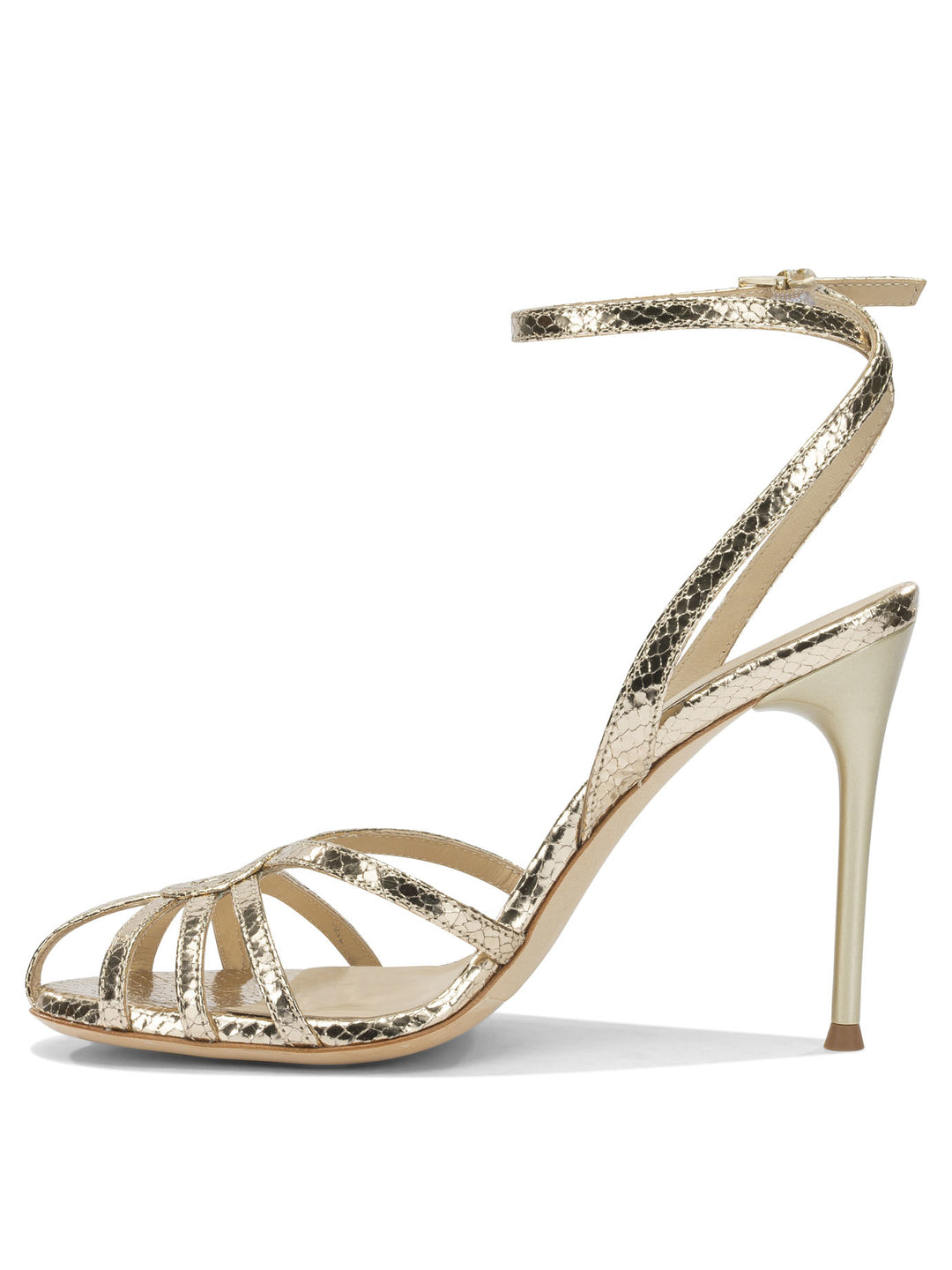 Sergio Levantesi 100mm Heeled Sandals - Gold | 5b52eb7b751108cf27b0cb06e5f353a8eb949f47