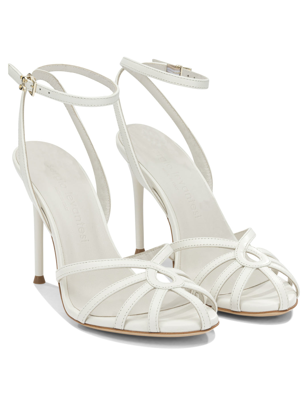 Sergio Levantesi 100mm Heeled Sandals - White | f1537b08648b576d350ec938d6ba20553db97662