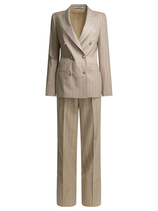 Virgin Wool Blazer Suits Beige