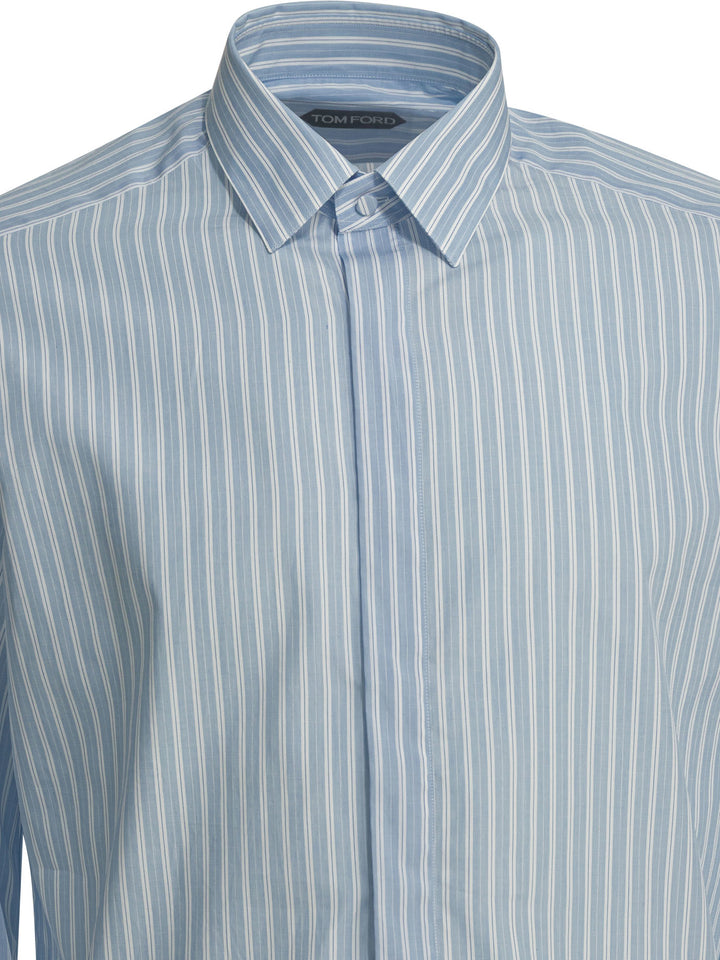 Tom Ford Twill Stripe Shirts - Light blue | 22fbe68ebef2d5e97fcdf05d683e64d649a229e8