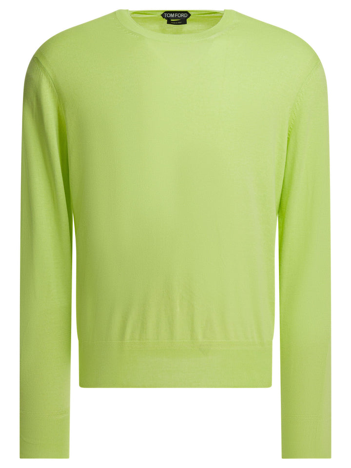 Tom Ford Cotton Crewneck Sweater Knitwear - Green | 0a5b4a97a8e2ecc1d157bf32acc17f49b781ce05