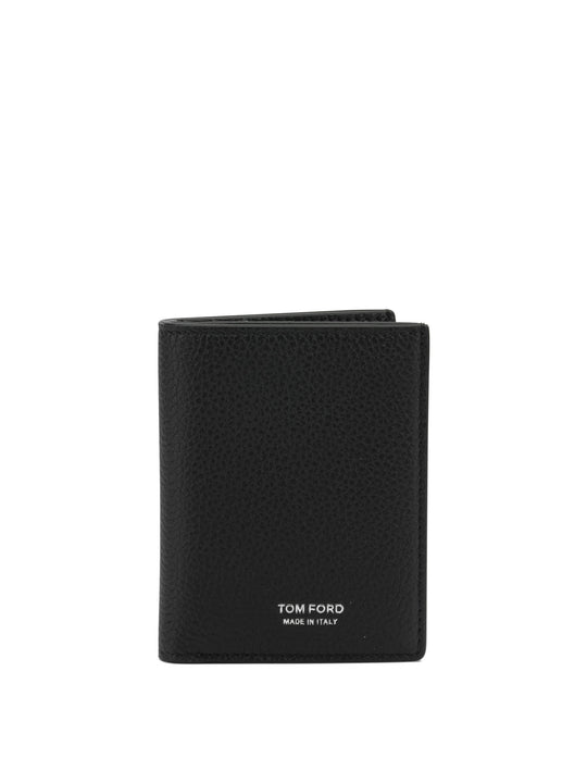 Grain Leather Folding Card Holder Wallets & Card Holders Black