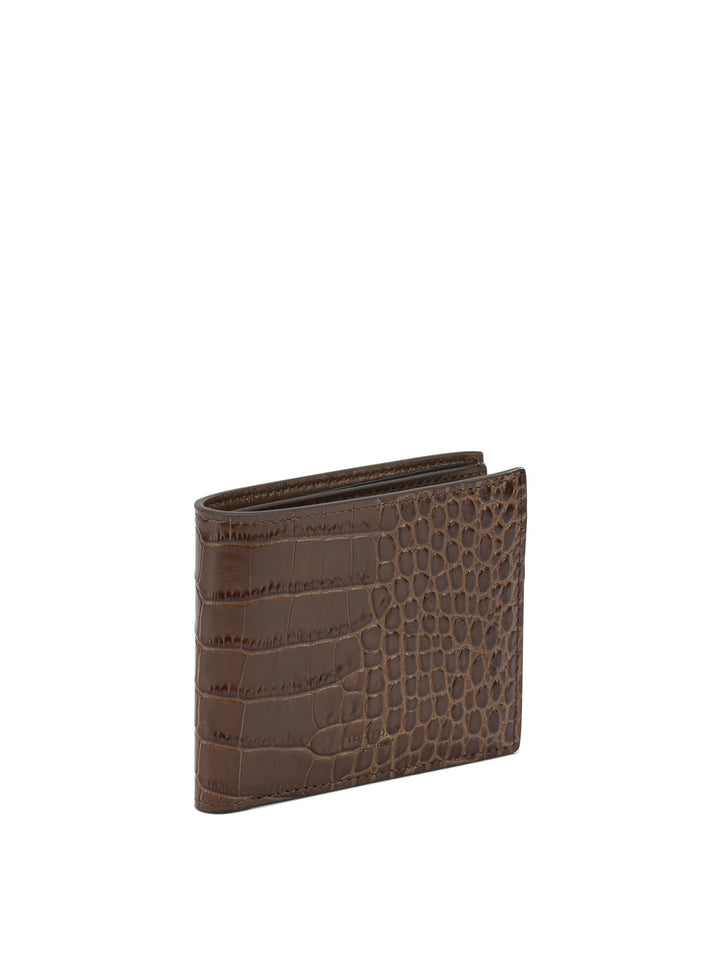 Tom Ford Crocodile Print Leather Wallet Wallets & Card holders - Brown | 06319453442cc975b7bc99b9a553114b9f93df09