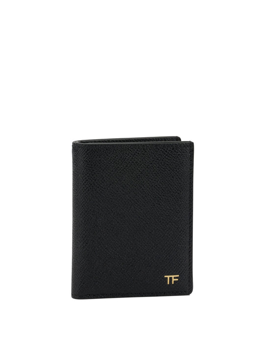 Small Grain Leather Folding Card Holder Wallets & Card Holders Black